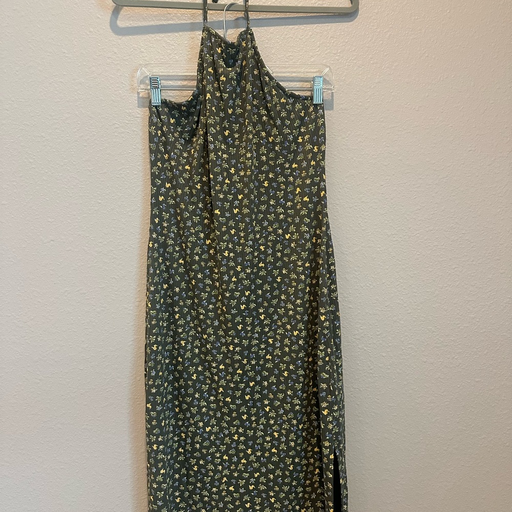 RVCA Green and White Halter Sundress
